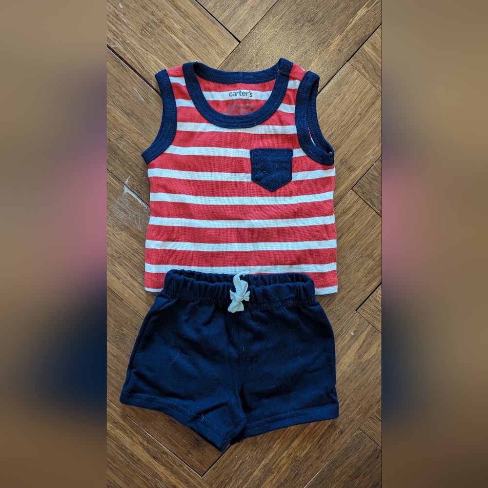 Brand New American Carter's Newborn Tank Top & Shorts Set